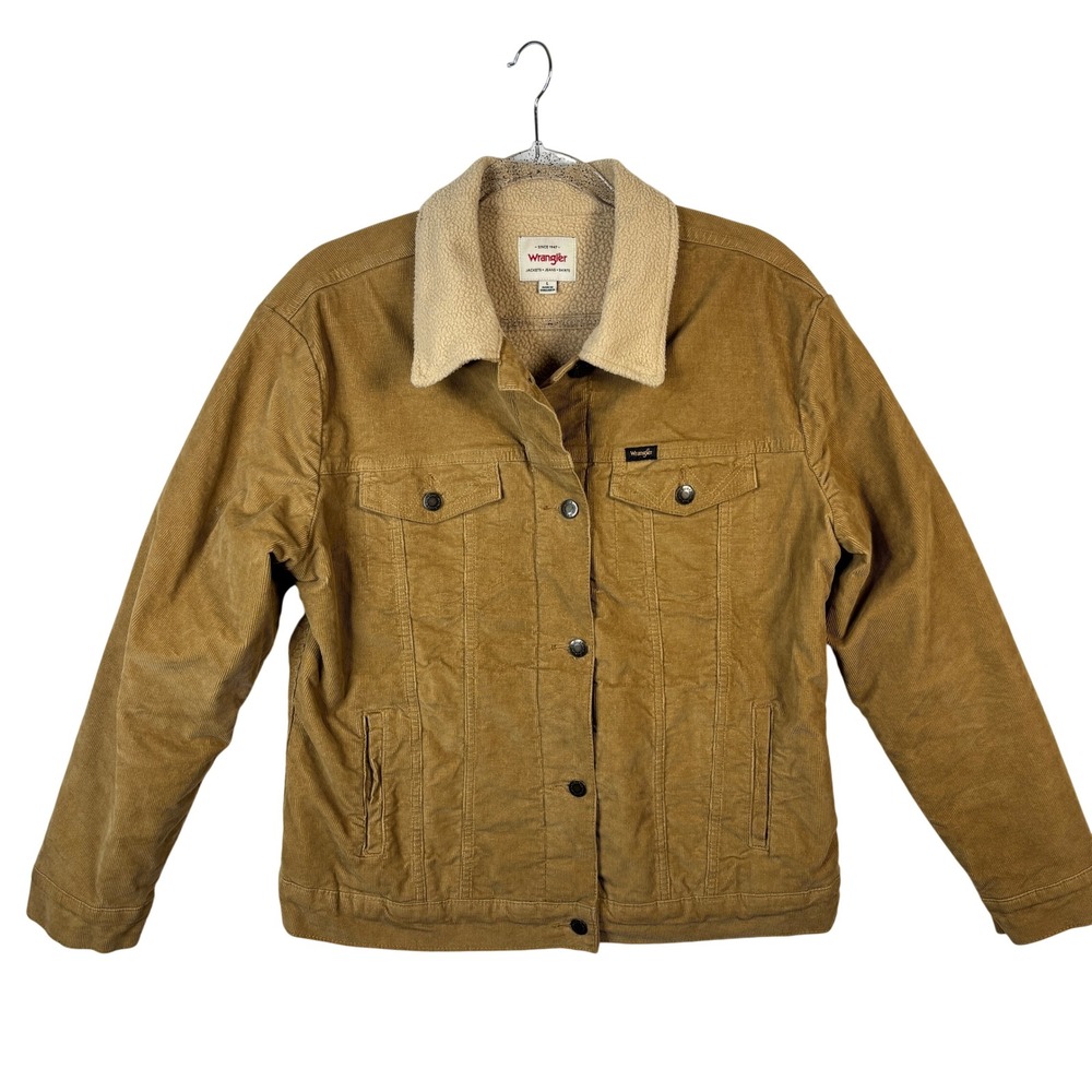 Wrangler Mens Tan Corduroy Sherpa Lined Trucker Jacket Camel MT2JKFN Large